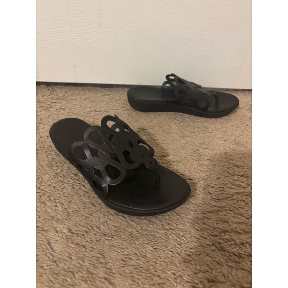 Fitflop Elodie entwined loops black flip flop sandals sz 6 - Picture 1 of 9